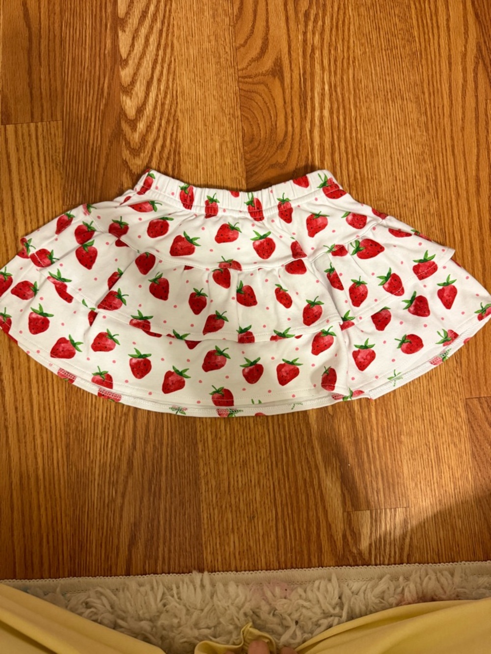 White Strawberry Print Skort for Kids